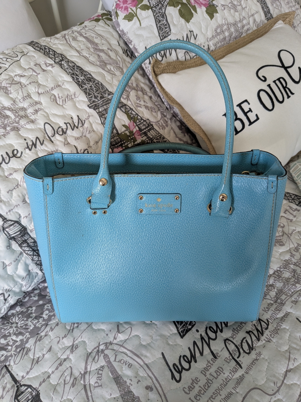 kate spade Sky Blue Pebbled Leather Tote - Picture 2 of 10